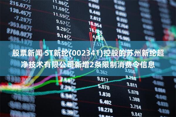 股票新闻 ST新纶(002341)控股的苏州新纶超净技术有限公司新增2条限制消费令信息
